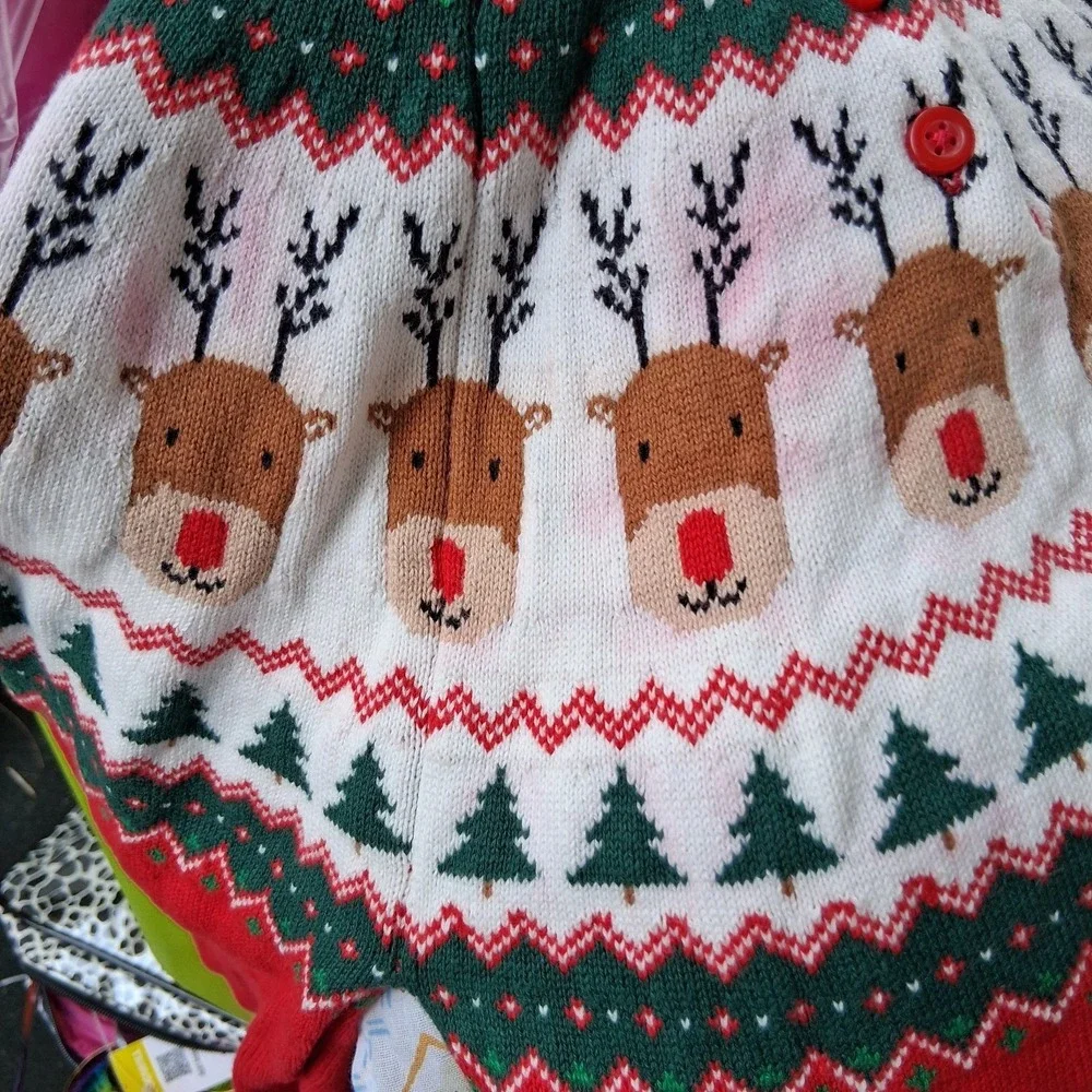 Gymboree Fair Isle Knit Reindeer Christmas Dress 8 VGUC